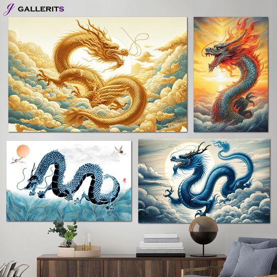 청룡 풍수 인테리어 용그림 액자 개업선물 중형