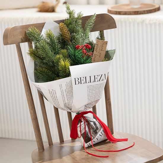 크리스마스 조화 꽃다발 몬타나 솔열매 65cm 기념일