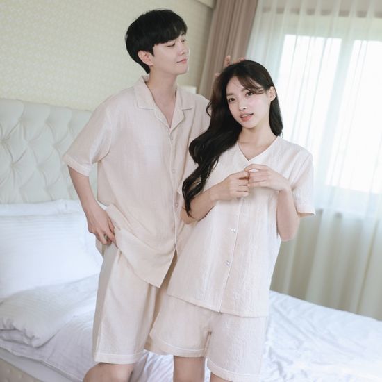 잔체크 브라캡 잠옷 커플잠옷(빅사이즈 추가)