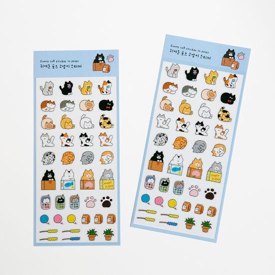 [버숨] 귀여운 포즈 고양이 투명 스티커