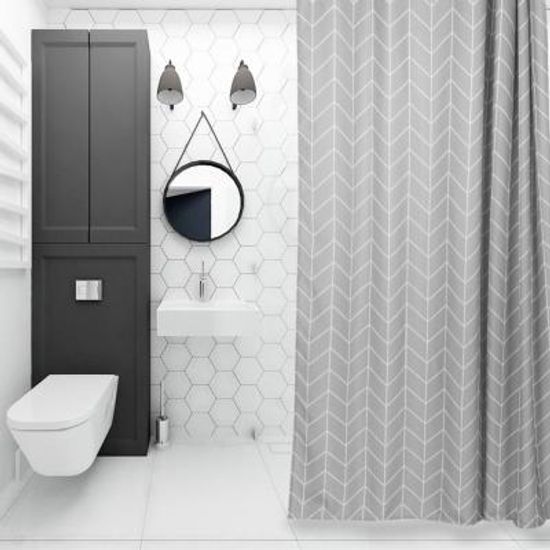 욕실 화장실 패브릭 샤워 방수 커튼 (그레이 120x180)
