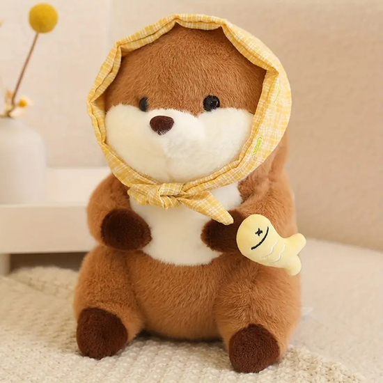 물고기가 손에 척 수달인형 25cm 바디필로 쿠션 선물