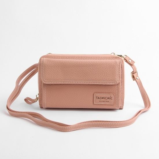 메일리 크로스 장지갑(핑크)/가죽 클러치 미니백