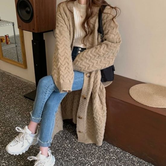 어나더뷰 코제 꽈배기 롱 가디건 1367
