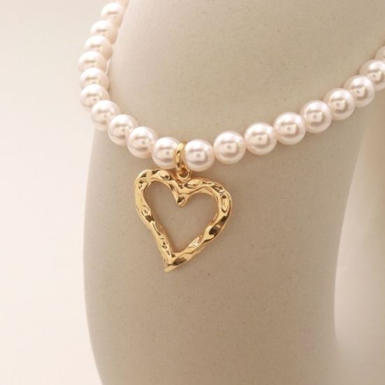 [선물포장] 빈티지 하트 탄생석 진주 목걸이