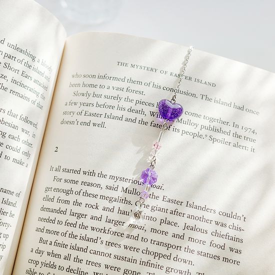 하트 써지컬스틸 체인 책갈피 금속 북마크