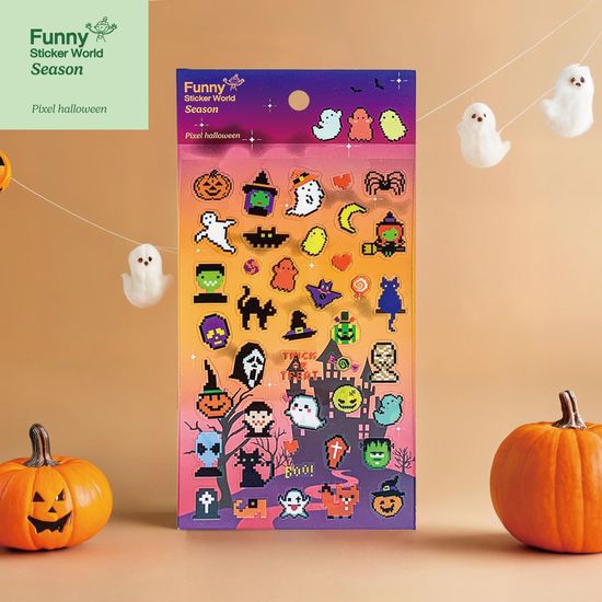 퍼니스티커 C582 픽셀 할로윈 PVC 시즌