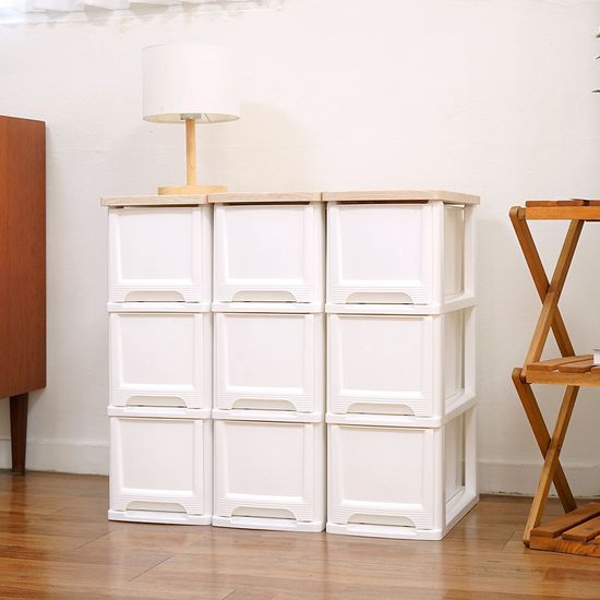 어반 우드상판 슬림 서랍장 3단 틈새 수납장 정리함