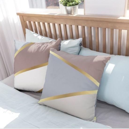 기하학 브라운골드 3종 인테리어 쿠션 CUS