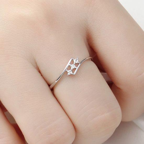 [비쥬홀릭] 실버925 백금도금 별총총 큐빅 은반지