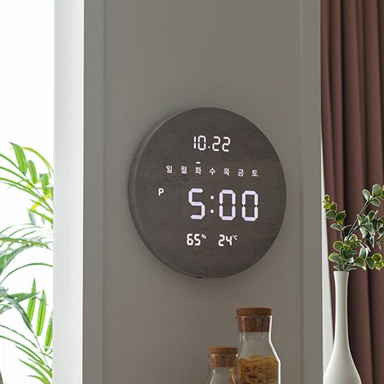플라이토 무선 루나 데이 온습도 LED 벽시계 29cm