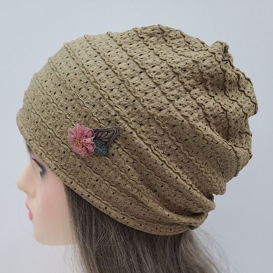 [애슬릿]꽃 코사지 그물 펀칭 비니 여성 여름 쿨 모자
