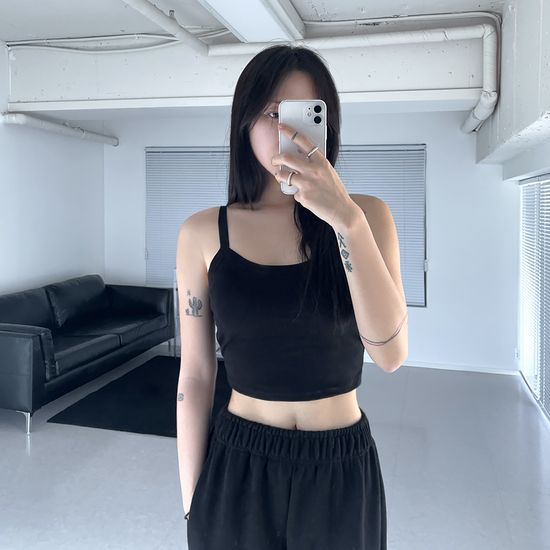 (1+1) 베이직 크롭 캡내장 나시 4color