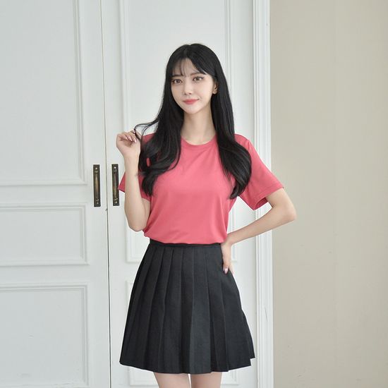 교복몰 싱글 스판 라운드 반팔 (여자) 반티 생활복
