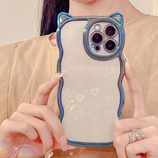 아이폰 물결 고양이귀 홀로그램 하트 투명 tpu 케이스