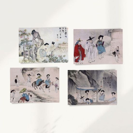 북키스 한국화 카드 혜원 신윤복 풍속화 엽서 15종