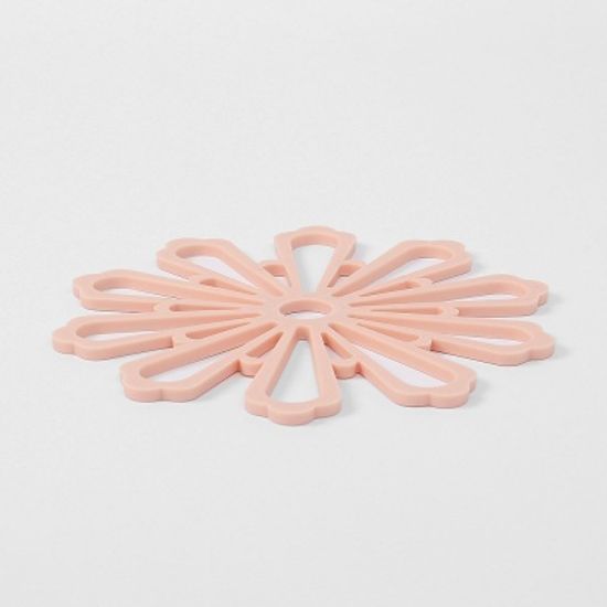 플라워 코스터 실리콘 냄비받침대 컵 그릇 식기(핑크)