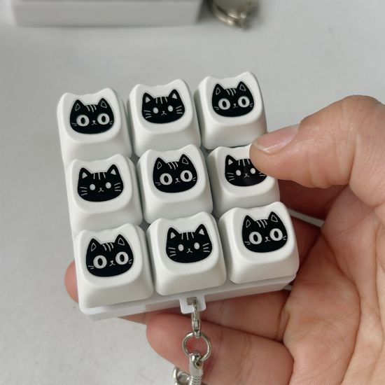 고양이 캐릭터 피젯 키보드 버튼 블럭 키캡 토이 키링