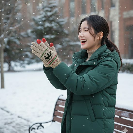 보일러 스마트폰 터치 기모 방한 털장갑 터치장갑