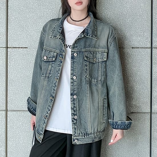 여성 아메리칸 빈티지 긴팔 데님 루즈핏 재킷