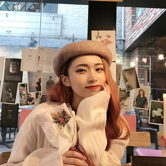 귀여운 여성 빵모자 화가모자 꼭지 베레모(W489D31)