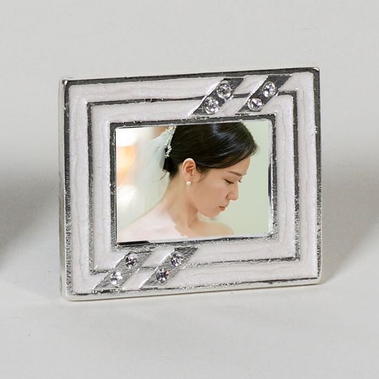 폴라리-은도금 큐빅보석 여권 사진액자 2개 묶음