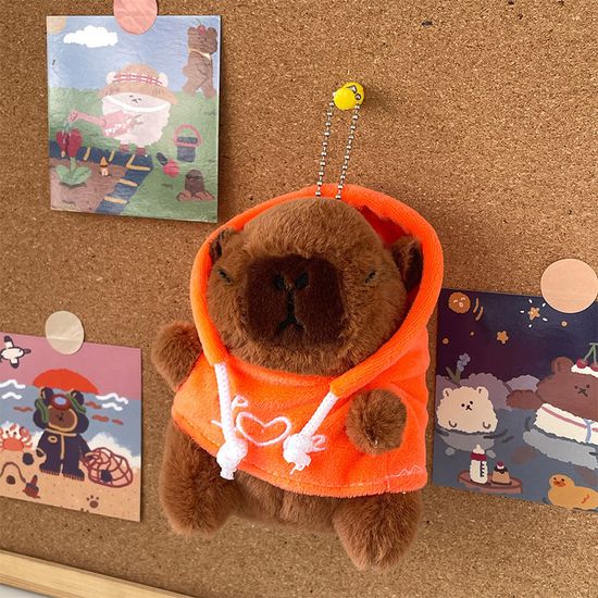 귀여운 후드티 카피바라 애착 인형 키링 열쇠 고리