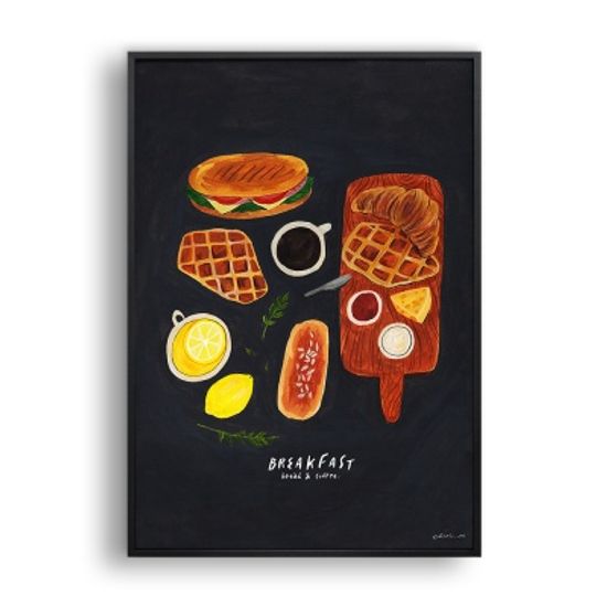 bread and coffee (Black) / 일러스트 액자