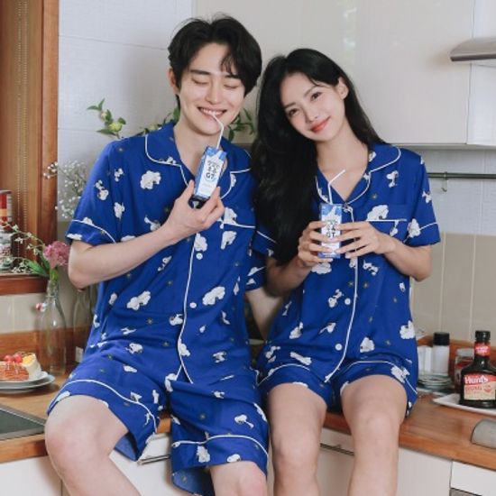 정품 구름위 스누피 냉감 잠옷 여름 커플 잠옷