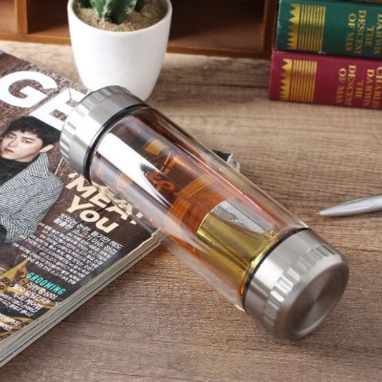 크리스 이중유리 티텀블러 / 300ml 거름망 휴대보틀