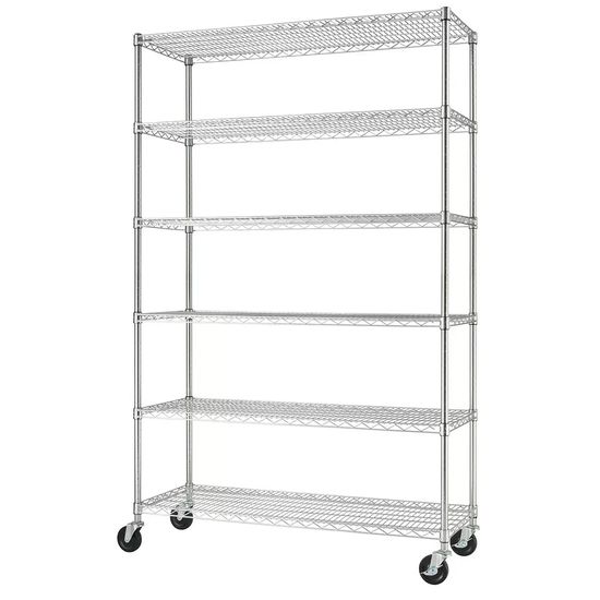 NSF 메탈 와이어 6단 선반 이동식선발 진열대