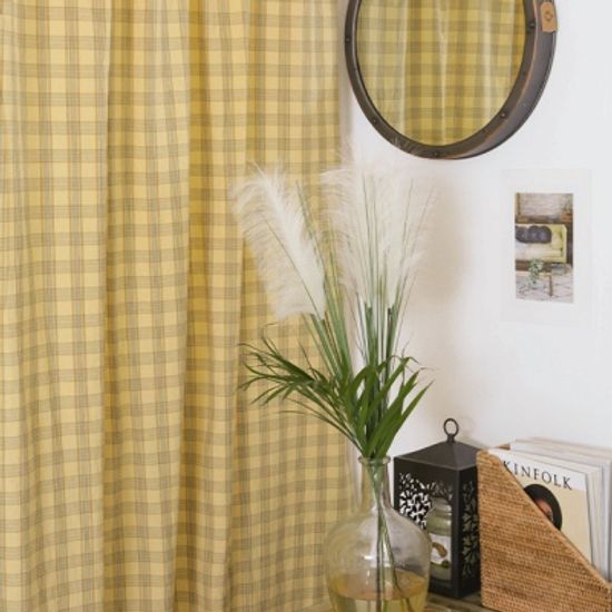 멜란타탄체크 옐로우 면커튼