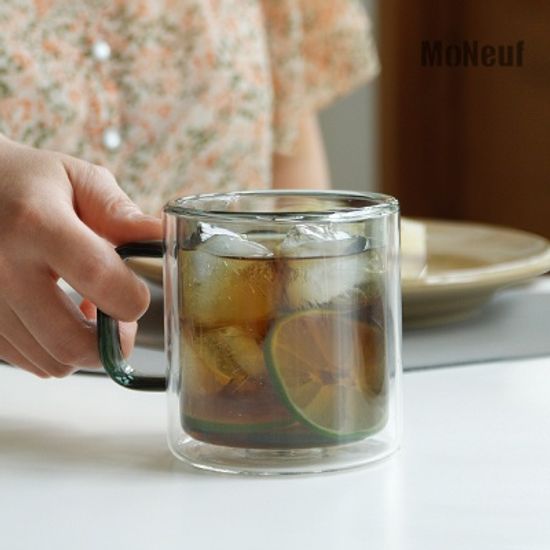 모네프 더블월 컬러 유리 머그 320ml