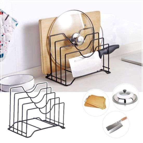 라이프토템 블랙 메탈 다용도 거치대 뚜껑 도마 수납