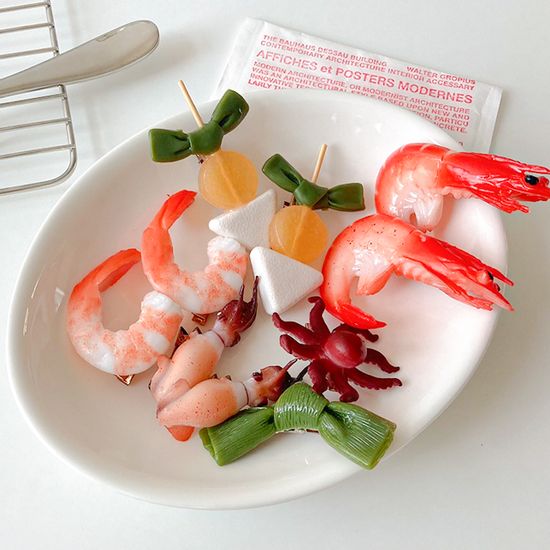 해산물 음식 헤어핀 머리핀 악세사리 선물 6종