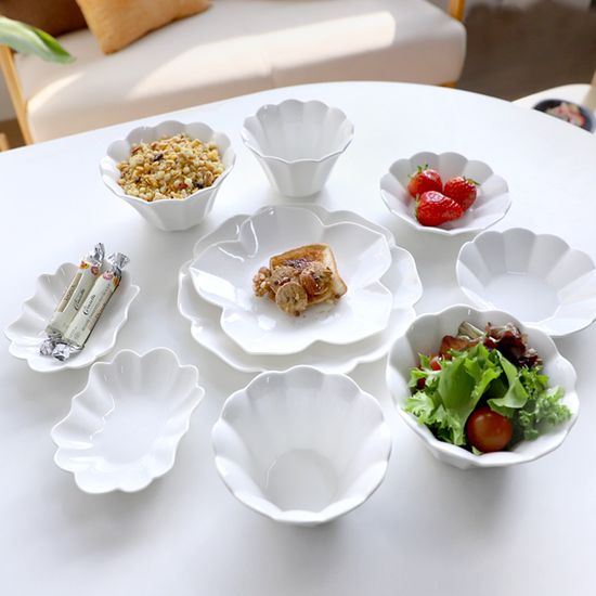 플로렌스 유광 화이트 도자기 2인 식기세트 10p