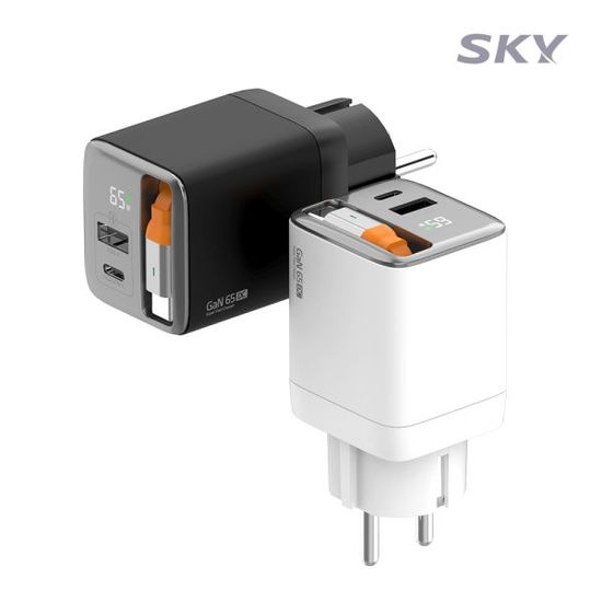 스카이 접지 GaN 65W PD LED 충전기 빌트인 케이블