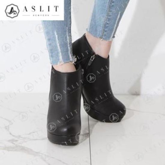 [애슬릿]여성 둥근코 가보시 힐 삭스 앵클 부츠