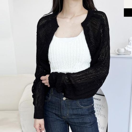 CBB 1077 여자그물니트긴팔볼레로가디건