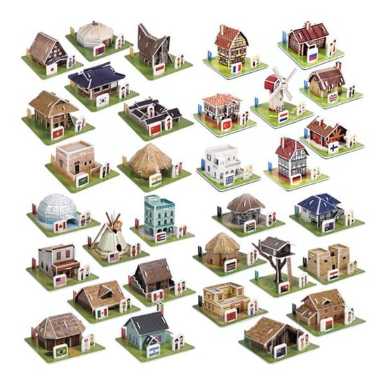 우드락 종이 입체 퍼즐 세계 전통 가옥 32종 세트