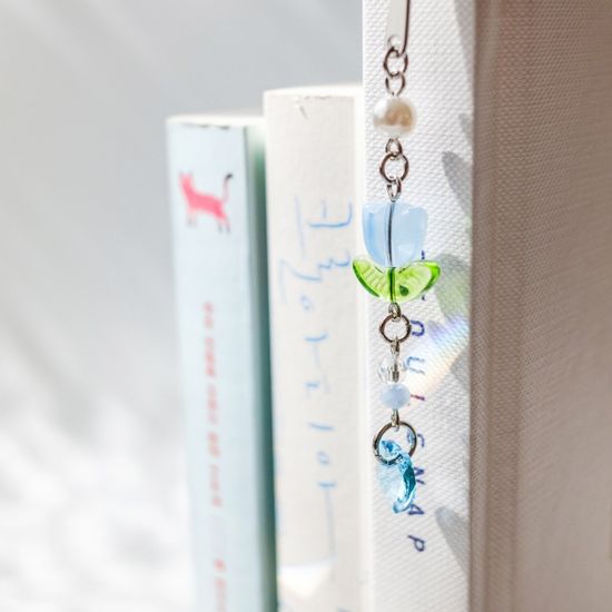 튤립 하트 책갈피 금속 북마크