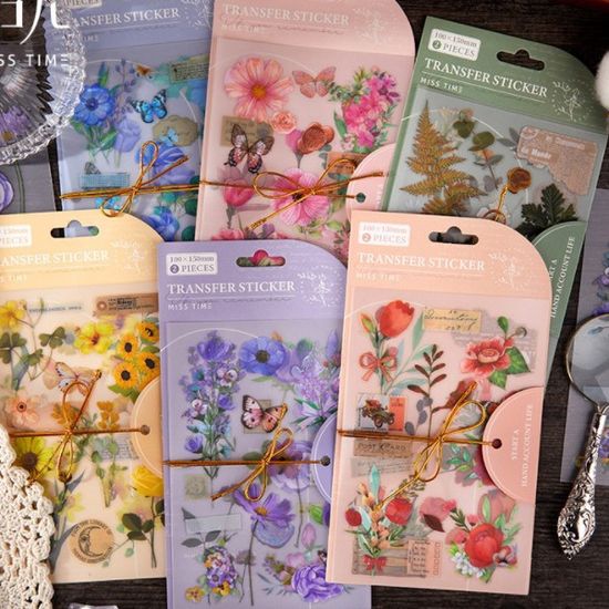 복고풍 자연장식 핸드북 스티커 다꾸