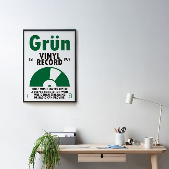 그린 바이닐 레코드  M 디자인 포스터 음악