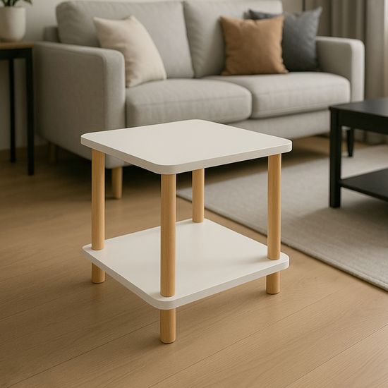 레토 우드 2단 협탁 사이드 테이블 (블랙/화이트)