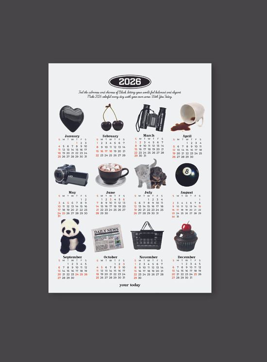 2026 오브제 블랙 포스터 달력