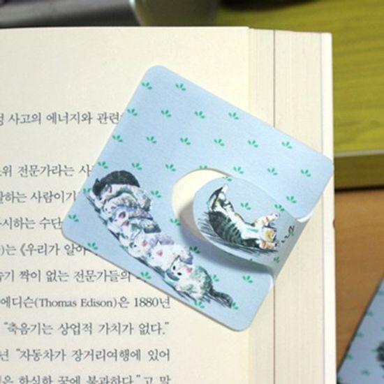 [플라스틱&자석 자동책갈피수지인] 써니고양이(블루)