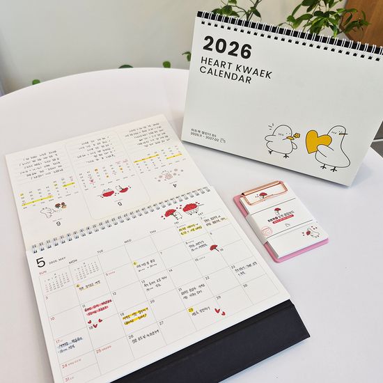 2026모뉴 B5 하트꽥 3개월 달력 칸 넓은 캐릭터