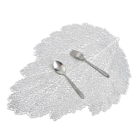 [쿠킹홈]테이블데코 나뭇잎 식탁매트 2p세트(실버)
