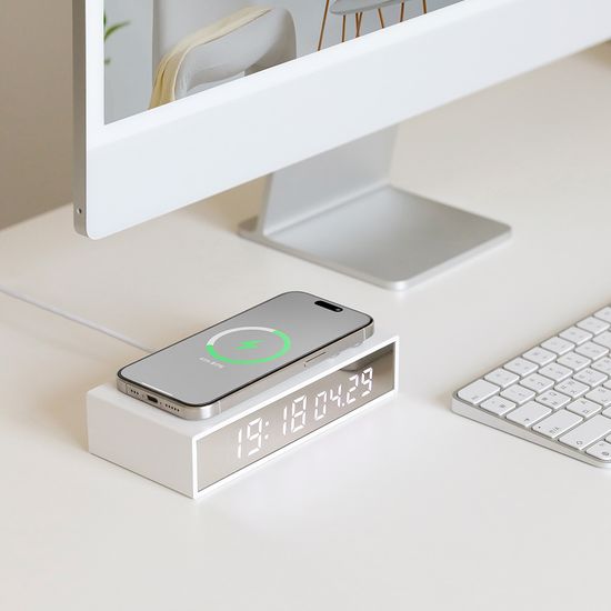 15W 슬림 엣지 미러 무선충전 알람시계 탁상시계