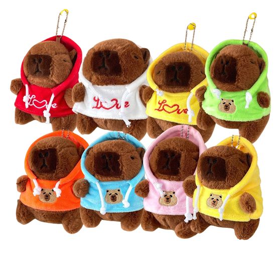 귀여운 후드 카피바라 동물 애착 인형 키링 열쇠고리